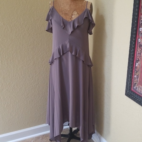 SOLD.BCBGMAXAZRIA SPANISH MOSS ASYMETRICAL DRESS S - Picture 6 of 6